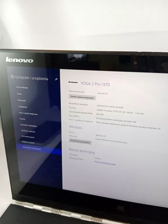 LAPTOP LENOVO YOGA 3 PRO-1370 8/500GB