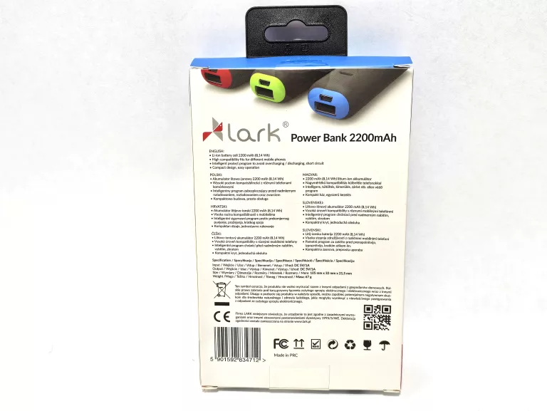POWER BANK 2200 MAH LARK KIESZONKOWY DO SMARTFONÓW