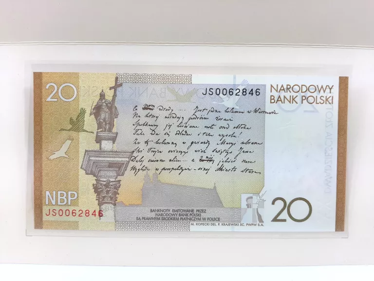 20 ZŁ, BANKNOT - 200. ROCZNICA URODZIN JULIUSZA SŁOWACKIEGO