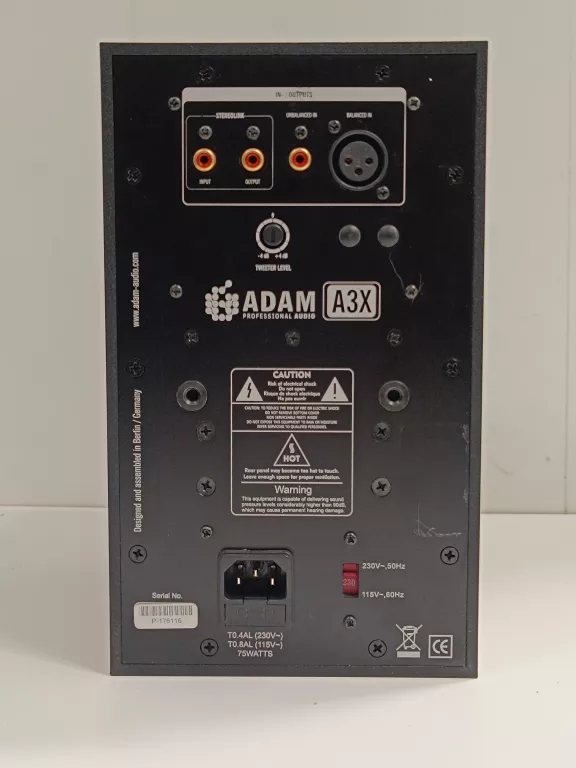 GŁOŚNIK ADAM AUDIO A3X STUDYJNY MONITOR AKTYWNY + KABEL ZASILAJĄCY