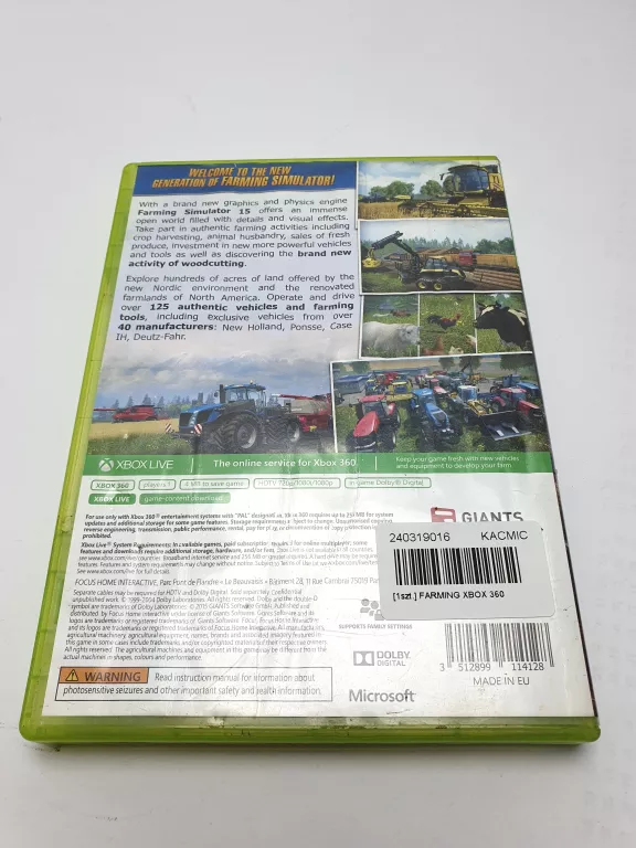GRA XBOX 360 FARMING SIMULATOR 15