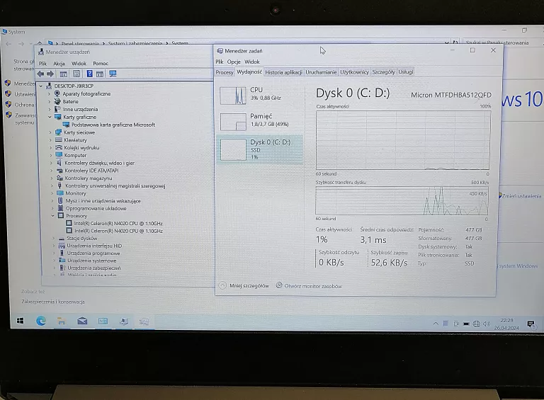 LAPTOP LENOVO IDEAPAD 3 4GB / 500GB SSD
