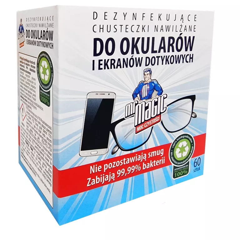 CHUSTECZKI NAWILŻANE DO OKULARÓW MR MAGIC 60 SZT