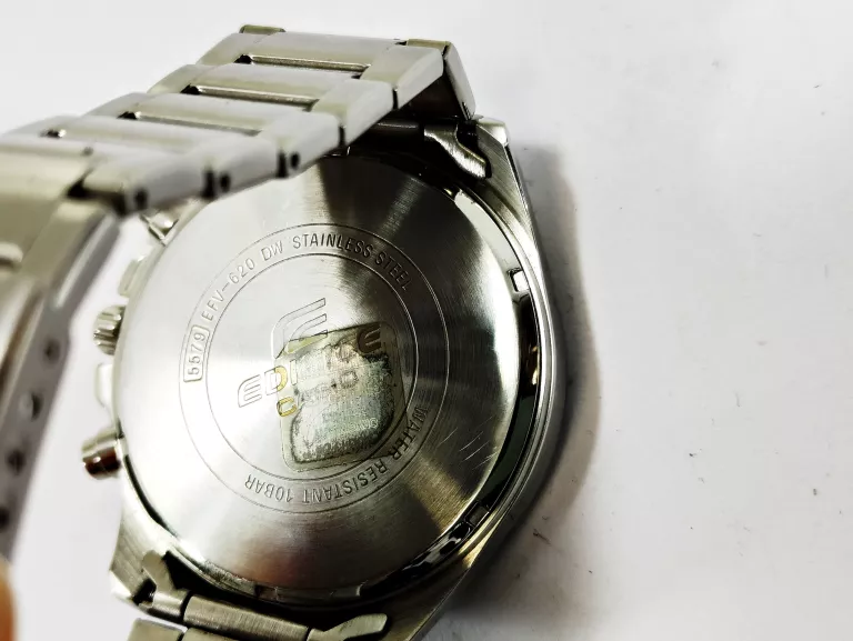 WYJATKOWY ZEGAREK MĘSKI CASIO EDIFICE 5579 WR 100M SREBRNA BRANSOLETA