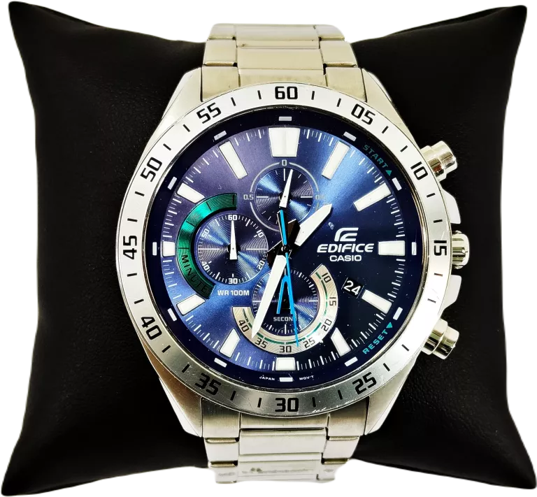 WYJATKOWY ZEGAREK MĘSKI CASIO EDIFICE 5579 WR 100M SREBRNA BRANSOLETA