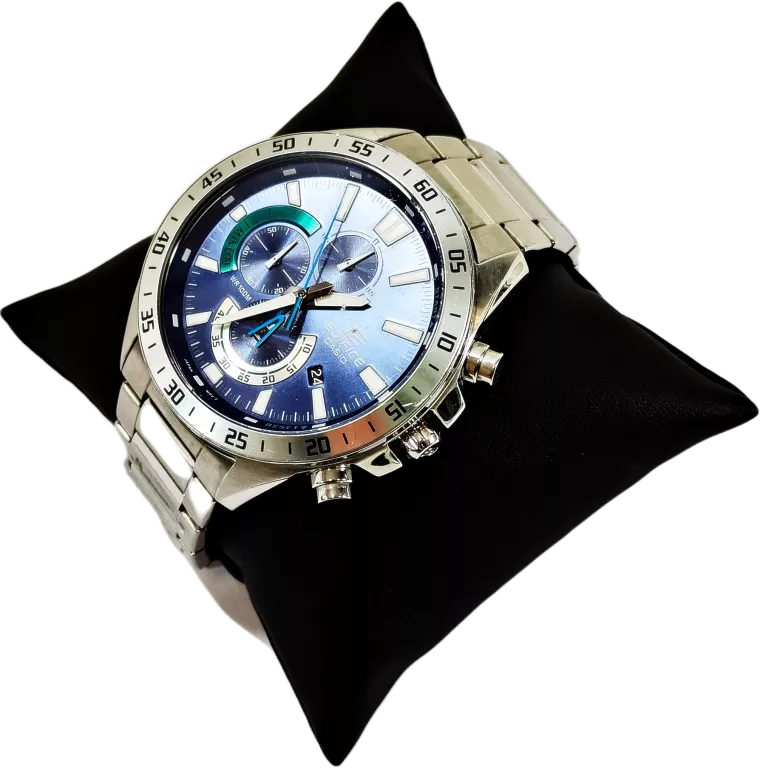 WYJATKOWY ZEGAREK MĘSKI CASIO EDIFICE 5579 WR 100M SREBRNA BRANSOLETA