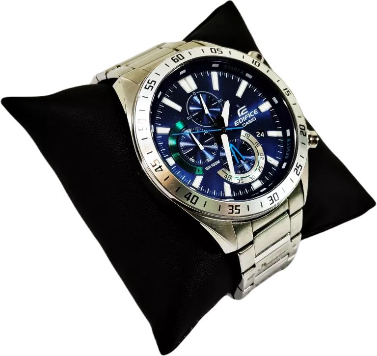 WYJATKOWY ZEGAREK MĘSKI CASIO EDIFICE 5579 WR 100M SREBRNA BRANSOLETA