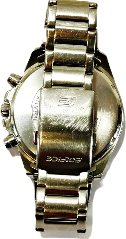 WYJATKOWY ZEGAREK MĘSKI CASIO EDIFICE 5579 WR 100M SREBRNA BRANSOLETA