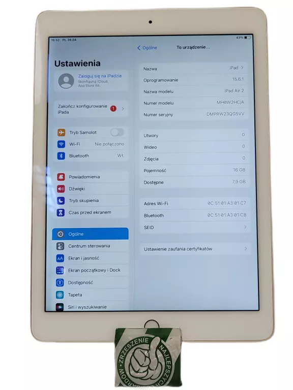 TABLET APPLE IPAD AIR 2 16 GB