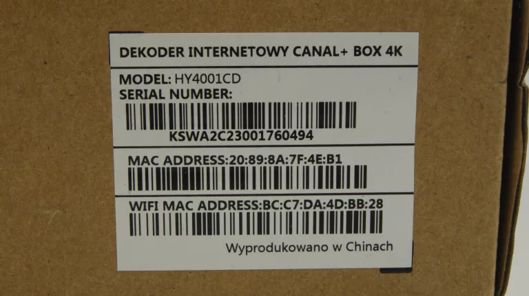 DEKODER CANAL+ HY4001CD KOMPLET