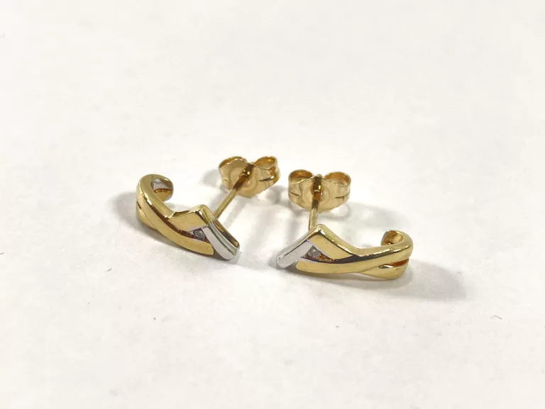 ZŁOTE KOLCZYKI Z BRYLANTAMI 585 1,93G 0,02CT SZTYFT