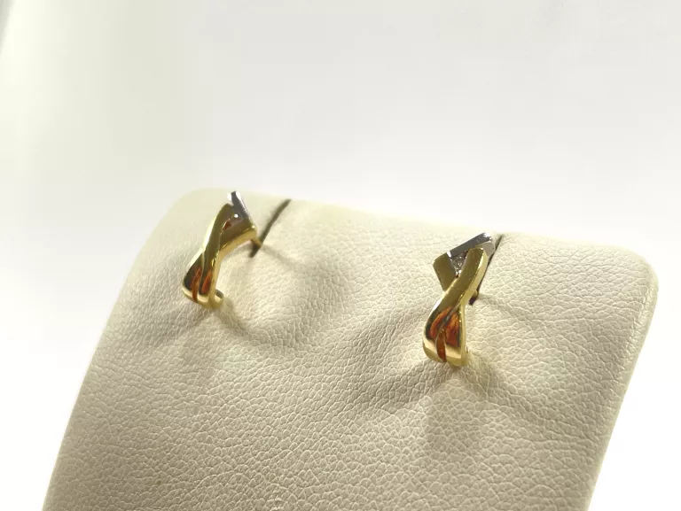ZŁOTE KOLCZYKI Z BRYLANTAMI 585 1,93G 0,02CT SZTYFT