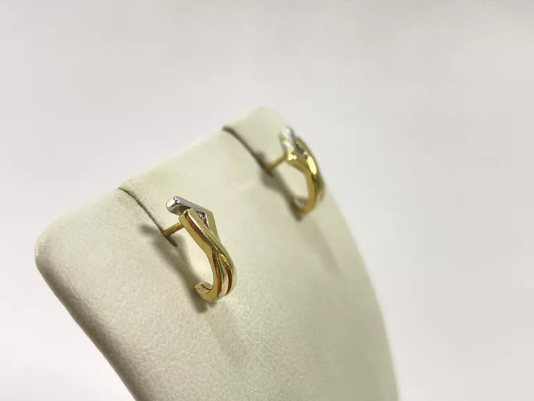 ZŁOTE KOLCZYKI Z BRYLANTAMI 585 1,93G 0,02CT SZTYFT