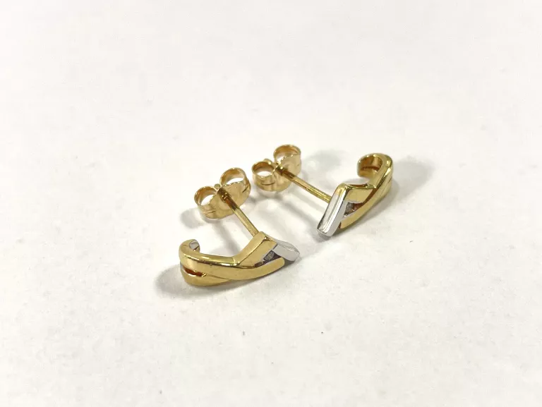 ZŁOTE KOLCZYKI Z BRYLANTAMI 585 1,93G 0,02CT SZTYFT