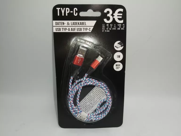 KABEL USB TYP C 1M 2A
