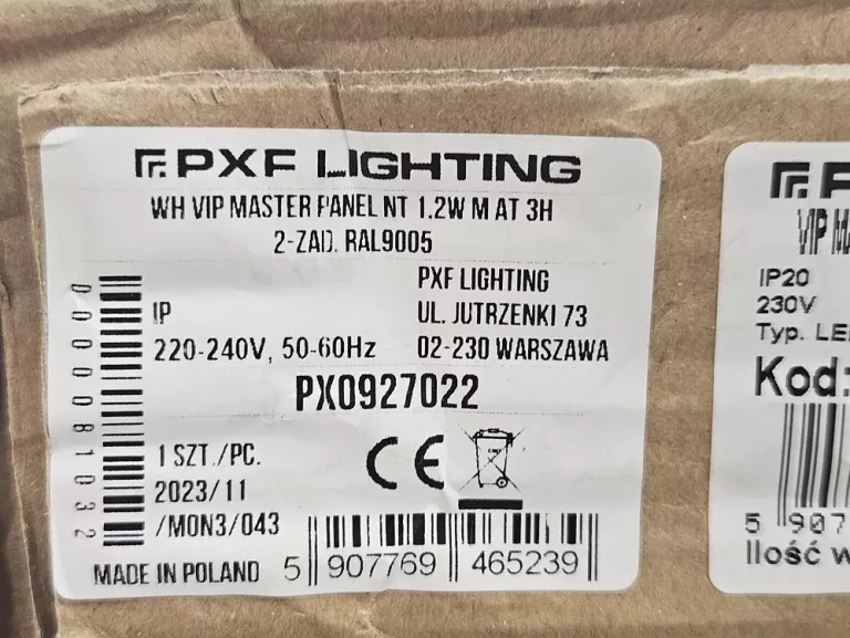 PXF LIGHTING VIP MASTER PANEL NT PX0927022 OPRAWA AWARYJNA LED