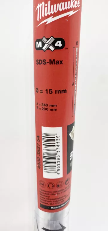 MILWAUKEE WIERTŁO SDS-MAX 15X200/340 4-OSTRZOWE