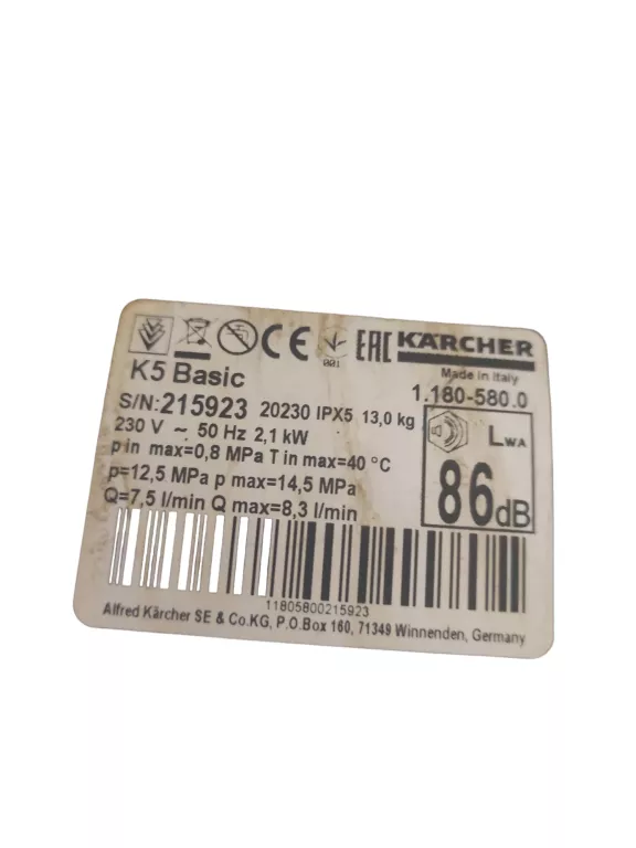 MYJKA CIŚNIENIOWA KÄRCHER K5 BASIC