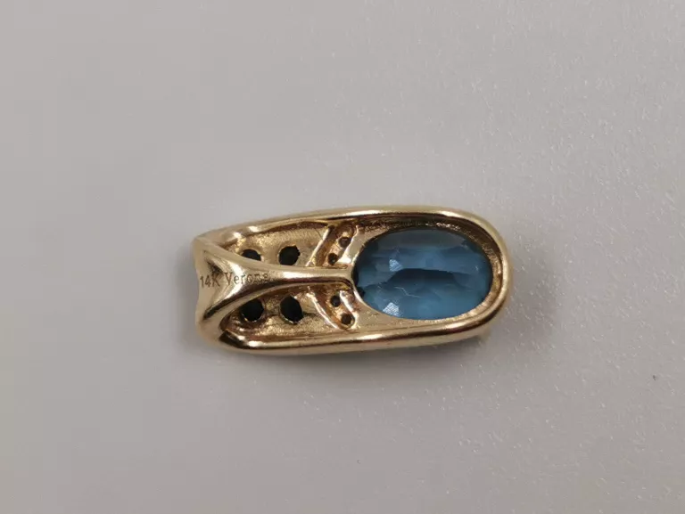 ZŁOTA ZAWIESZKA 585 Z DIAMENTAMI TOPAZAMI SZAFIRAMI VERONA 11742 1,10G