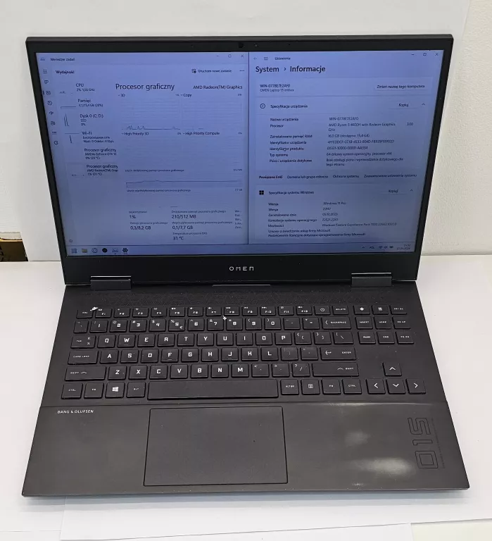 LAPTOP HP OMEN 15-EN0016NW 15,6" AMD RYZEN 5 16GBRAM 512GBSSD KOMPLET