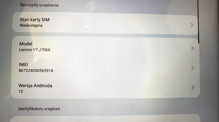 TABLET LENOVO YOGA TAB 11 8/256GB YT-J706X NA KARTE SIM MOŻNA DZWONIĆ SMS