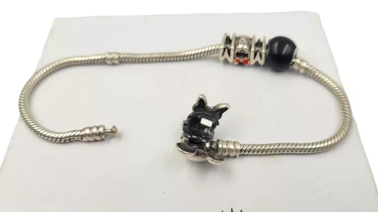 SREBRNA BRANSOLETKA PANDORA MYSZKA MINNIE+2 CHARMSY PANDORA P925 DISNEY