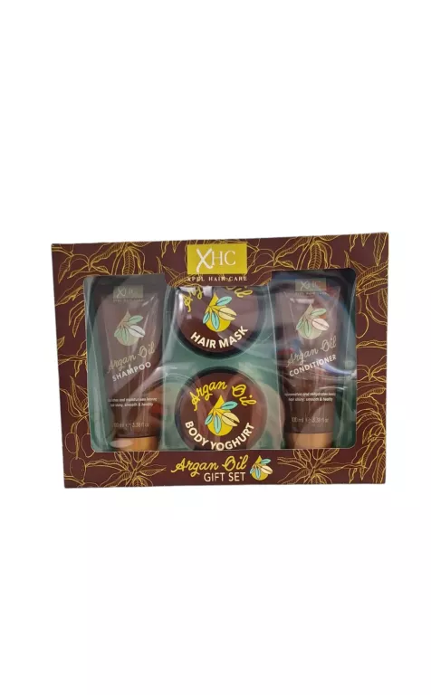 XHC ARGAN OIL ZESTAW PREZENTOWY KOSMETYKI SZAMPON, MASKA, ODŻYWKA I JOGURT