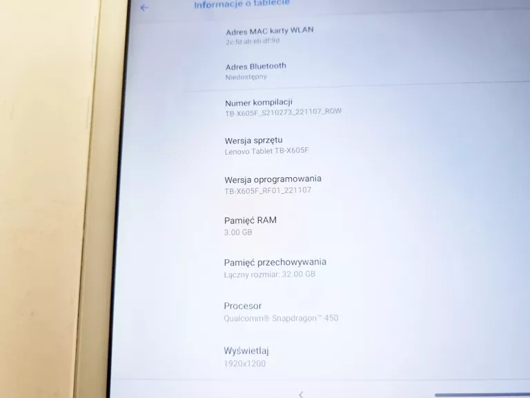 TABLET LENOVO TAB M10 10,1" 3 GB / 32 GB @USZKODZONA BATERIA!