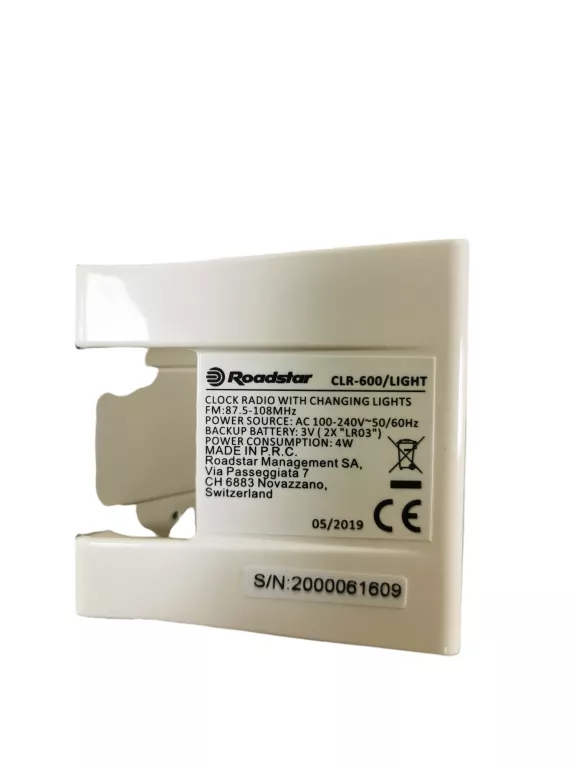 RADIOBUDZIK ZEGAR ROADSTAR CLR-600 BIAŁY