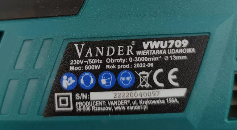 WIERTARKA UDAROWA VANDER VWU709