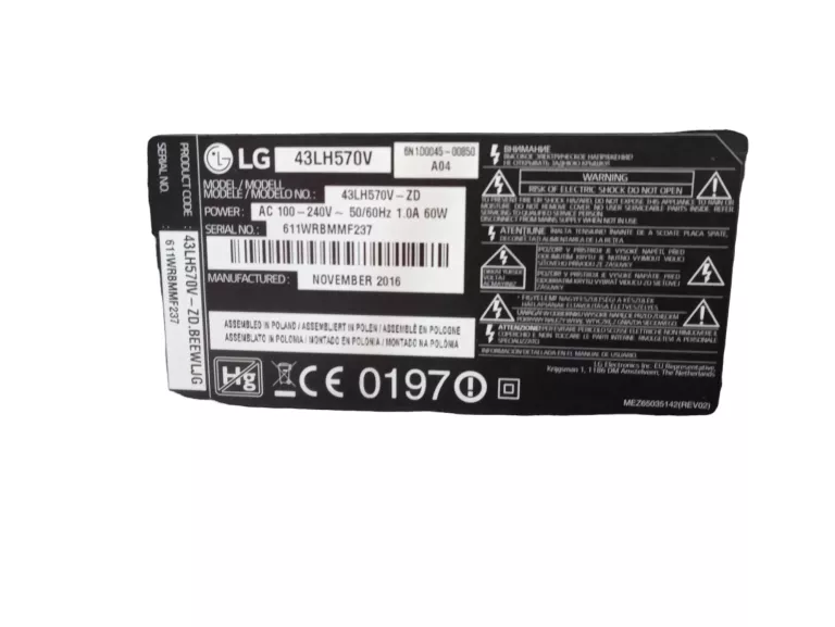 TELEWIZOR LG 43LH570V - WYPALONY EKRAN