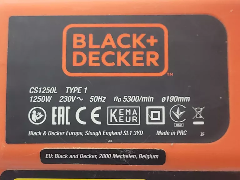 PILARKA TARCZOWA BLACK DECKER MODEL CS1250L