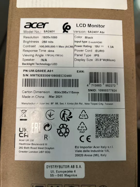 MONITOR ACER SA240Y