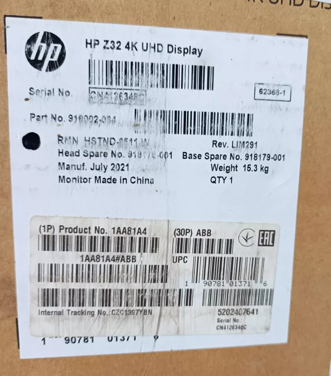 HP Z DISPLAY Z32 31.5 INCH 4K UHD (3840 X 2160) WLED LCD 2021 ROK