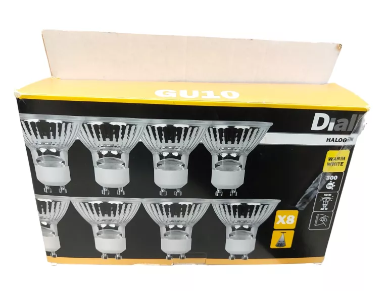 ZESTAW 8 ŻARÓWEK DIALL HALOGEN GU10 WARM WHITE 300 LM 50W