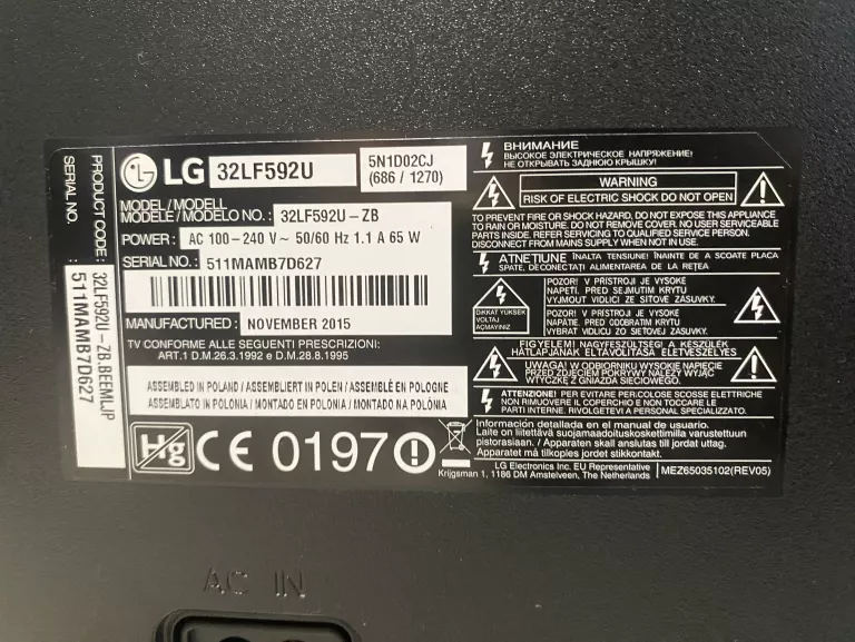 TELEWIZOR LG 32LF592U SMART TV LED 32" FULL HD DVB-T2