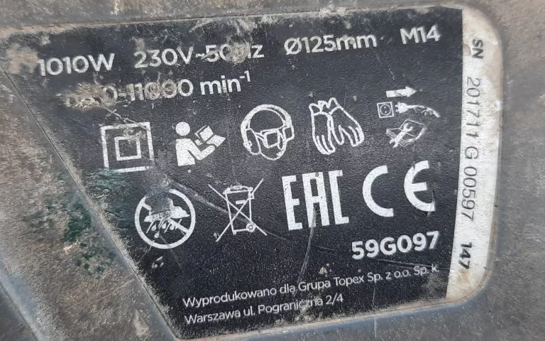 SZLIFIERKA KĄTOWA GRAPHITE 59G097 KOMPLET