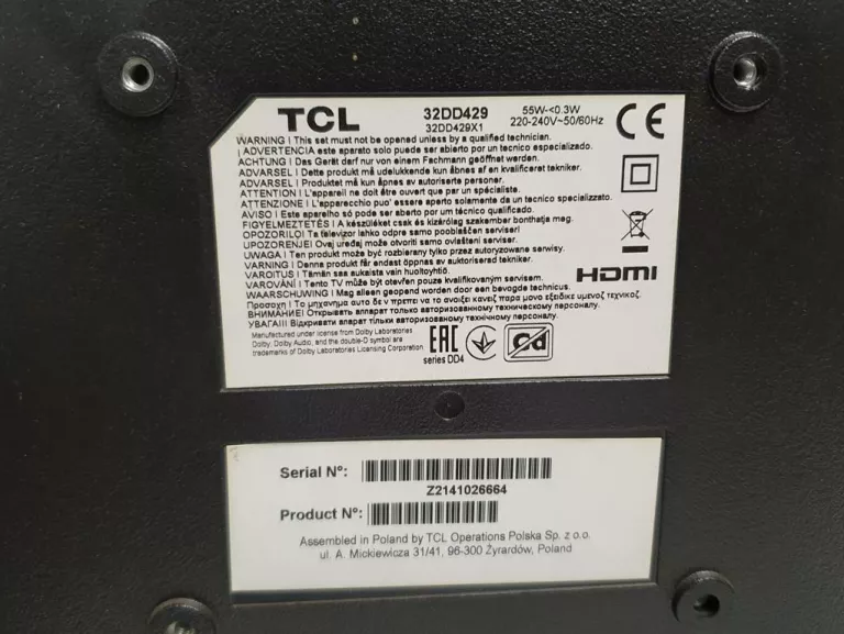 TV TCL 32DD429 + PILOT