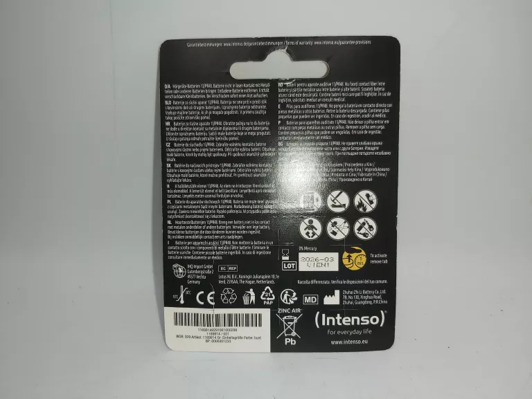 BATERIE INTENSO ENERGY ULTRA HEARING AID PR70 10