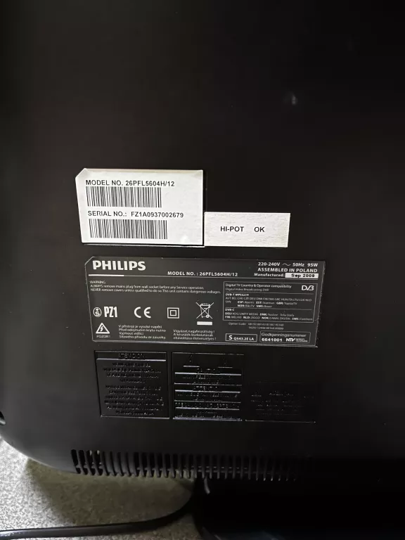 TELEWIZOR PHILIPS LCD FULL HD 26 PFL 5604 H/12 26" 26 CALI CZARNY