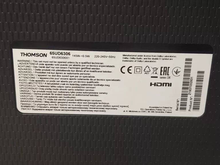 TELEWIZOR THOMSON 65UD6306