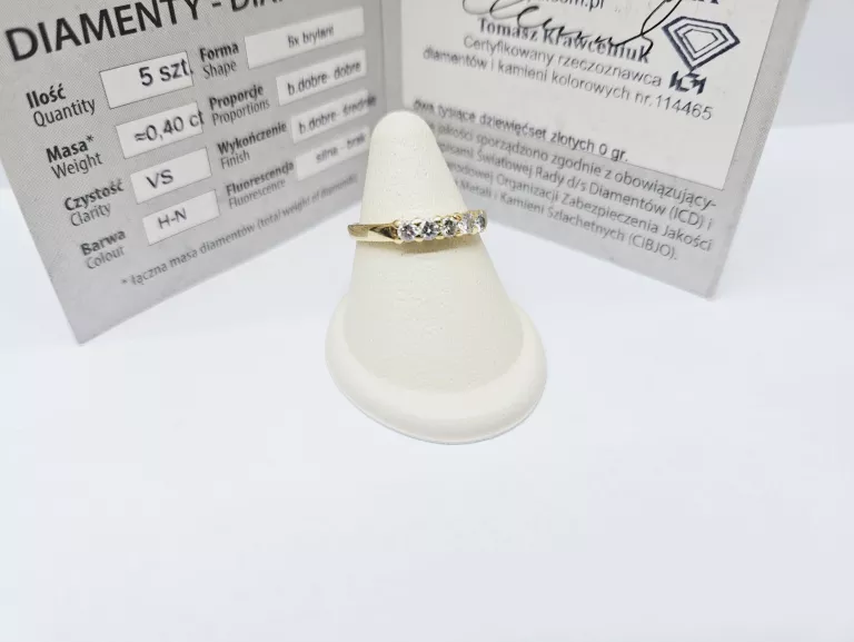 ZŁOTY PIERŚCIONEK 750 BRYLANTY 0,40CT PIĘKNY ŚLICZNY
