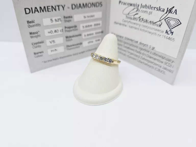 ZŁOTY PIERŚCIONEK 750 BRYLANTY 0,40CT PIĘKNY ŚLICZNY