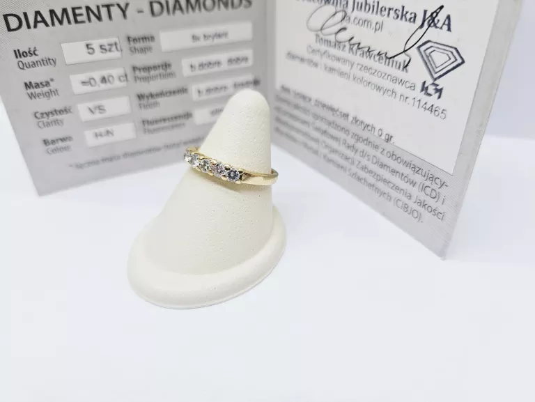 ZŁOTY PIERŚCIONEK 750 BRYLANTY 0,40CT PIĘKNY ŚLICZNY