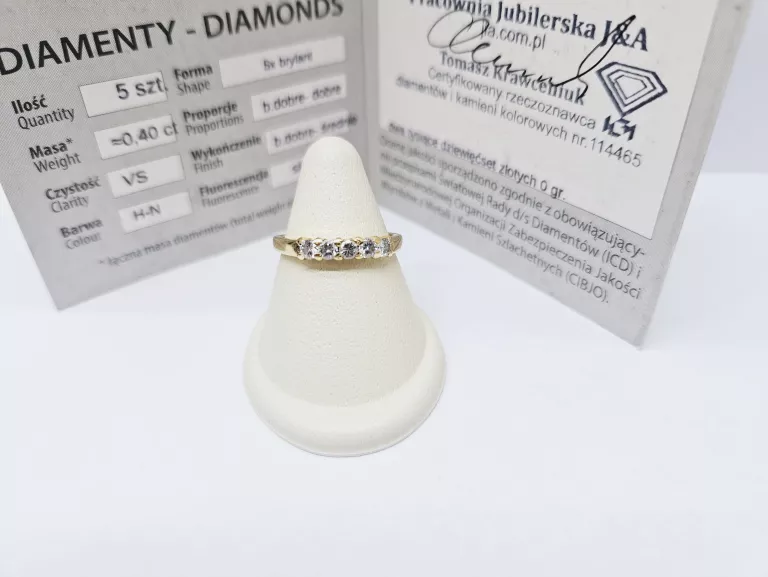 ZŁOTY PIERŚCIONEK 750 BRYLANTY 0,40CT PIĘKNY ŚLICZNY