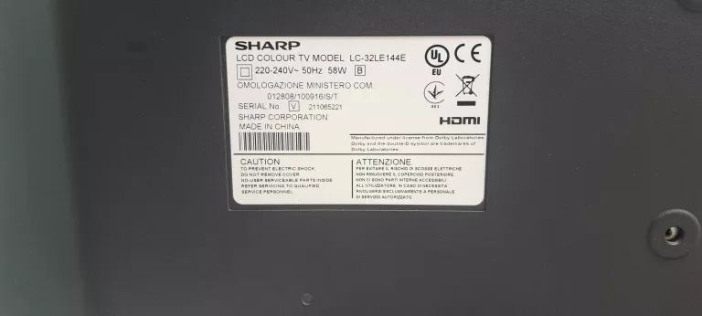 TELEWIZOR SHARP AQUOS LC-32LE144E LED HD READY + PILOT