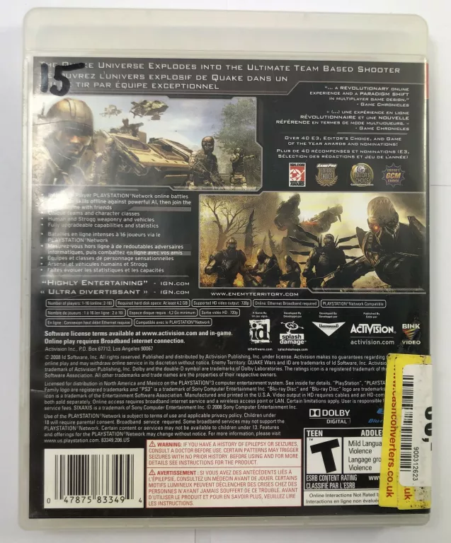 GRA PS3 QUAKE WARS ENEMY TERRITORY