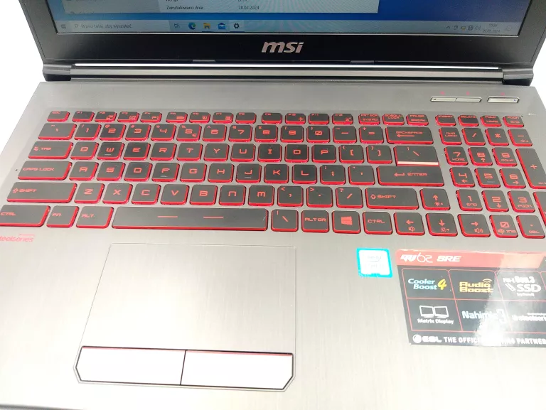 LAPTOP MSI GV62 I7/16GB/256GB SSD GTX1060 W10