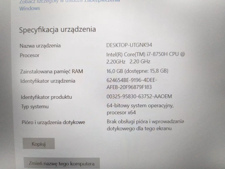 LAPTOP MSI GV62 I7/16GB/256GB SSD GTX1060 W10