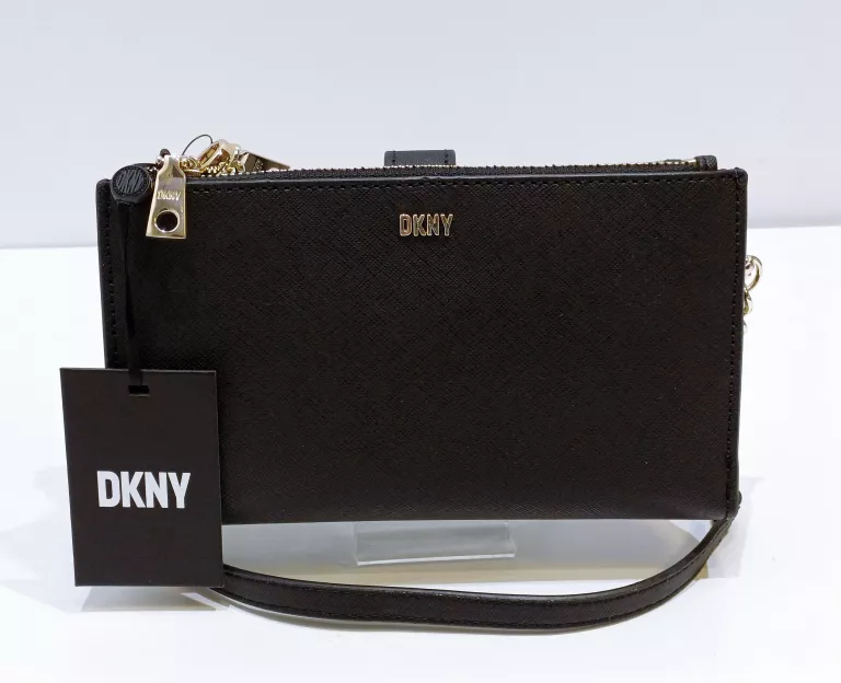 PORTFEL/TOREBKA ZE SKÓRY SAFFIANO MODEL DKNY BRYANT CZARNY